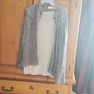 Chico's overshirt with silky shirt underneath